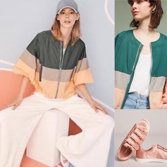 💋Anthropologie color-block windbreaker